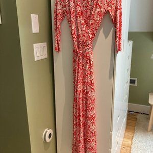 Red-and-white print Boden maxi dress size 6